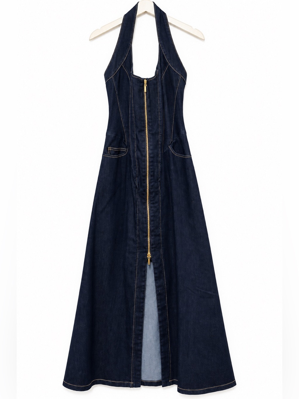 NWT Bardot Martel Denim Midi Dress Dark XS